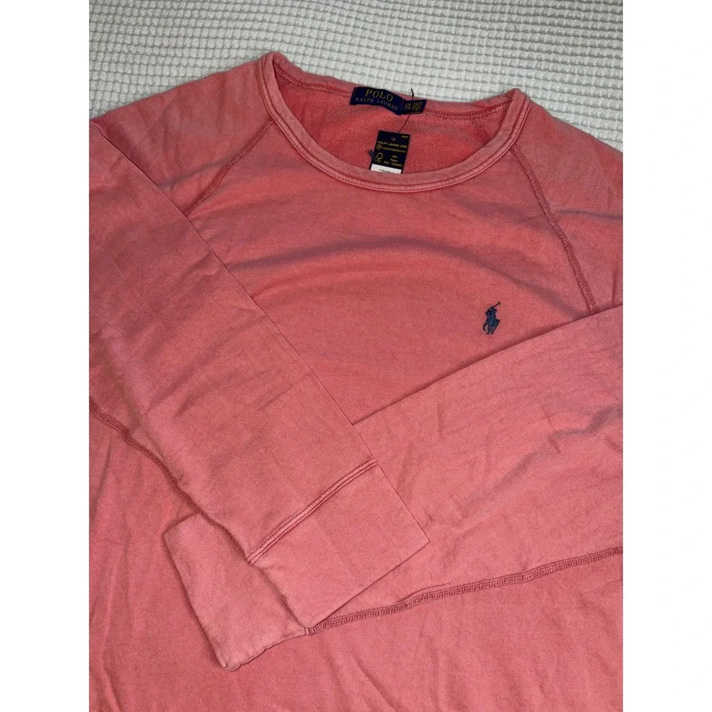 Polo Ralph Lauren Sweatshirt Mens XXL Pink French Terry Raglan Crew Neck